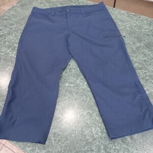 Eddie Bauer Crop Nylon Pants Cinch Leg Women's 12 Navy Hiking Performance Cargo